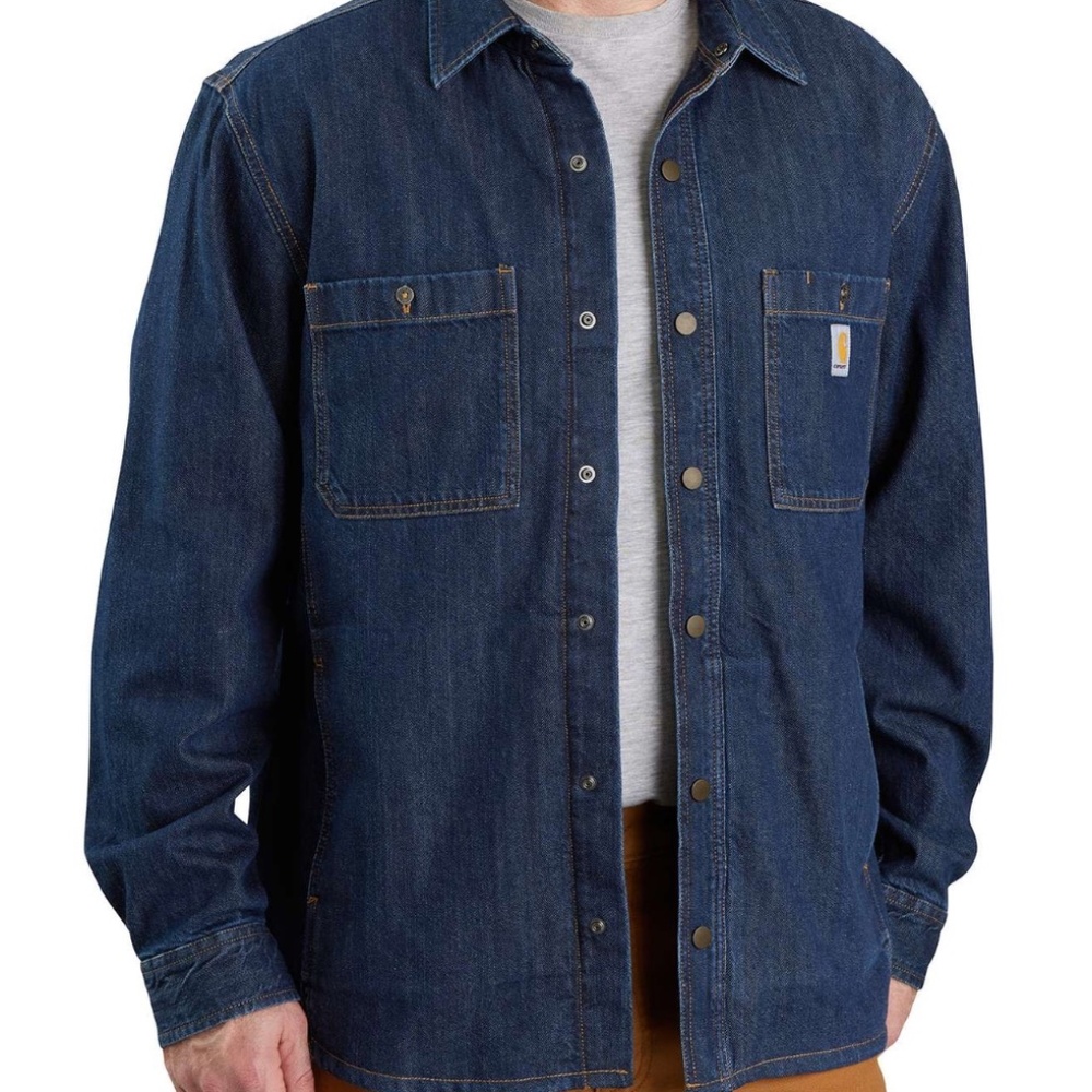 Carhartt Denim Fleece-Lined Snap-Front Relaxed fit Shirt 105605 - Men's Medium
